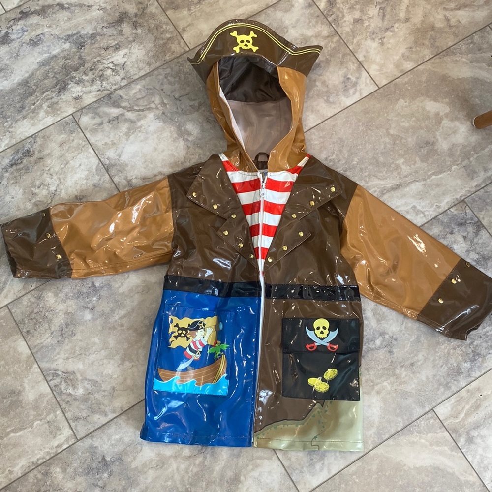 Kid size 5-6 pirate rain jacket.